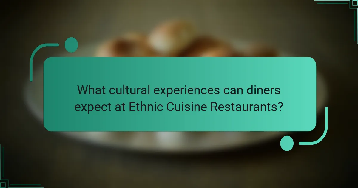 What cultural experiences can diners expect at Ethnic Cuisine Restaurants?