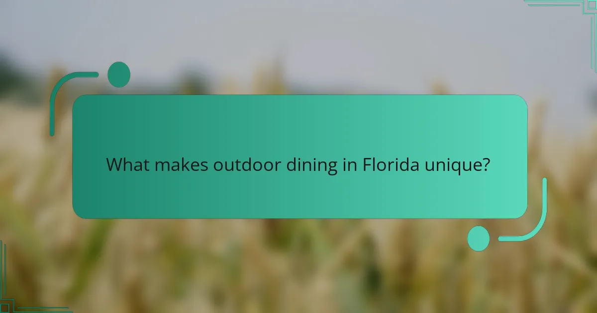What makes outdoor dining in Florida unique?